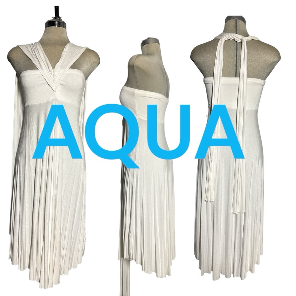 Aqua Strapless White Dress Size M